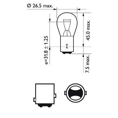 Ampoule PHILIPS 1 ✕ P21/5W - ref. 12499LLECOCP