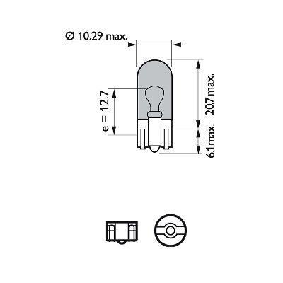 Ampoule, feu d'encombrement/de position PHILIPS 2 ✕ W5W - ref. 12961WVUB2