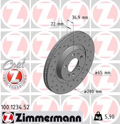 Discos de travão OTTO ZIMMERMANN GMBH ref. 100.1234.52