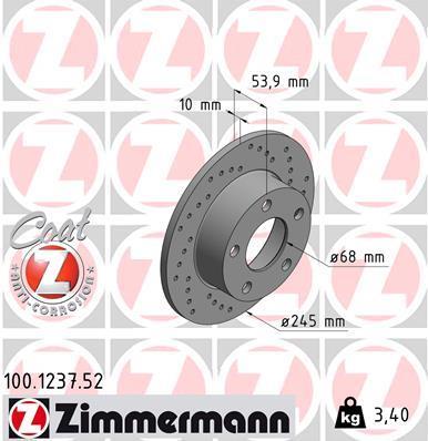 Discos de travão OTTO ZIMMERMANN GMBH ref. 100.1237.52