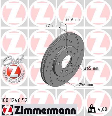 Disques de frein OTTO ZIMMERMANN GMBH ref. 100.1246.52