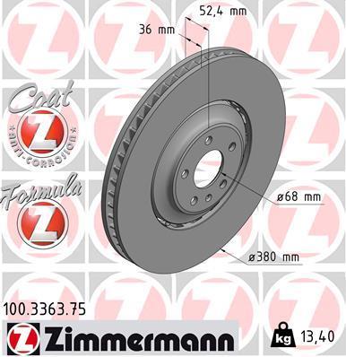 Disques de frein OTTO ZIMMERMANN GMBH ref. 100.3363.75