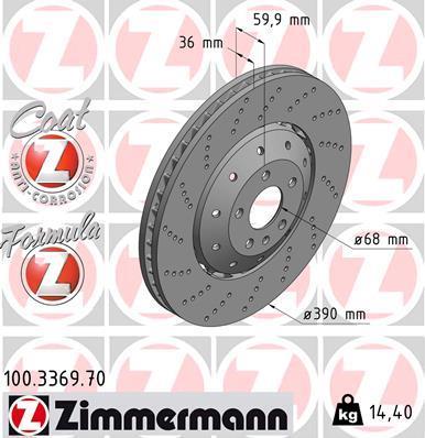 Discos de travão OTTO ZIMMERMANN GMBH ref. 100.3369.70