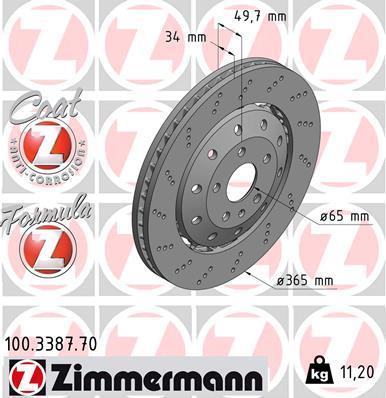 Discos de travão OTTO ZIMMERMANN GMBH ref. 100.3387.70