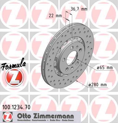 Disques de frein OTTO ZIMMERMANN GMBH ref. 100.1234.70