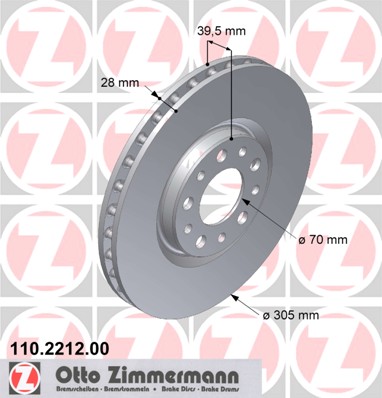 Disques de frein OTTO ZIMMERMANN GMBH 110.2212.50