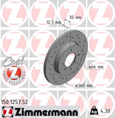 Discos de travão OTTO ZIMMERMANN GMBH ref. 150.1257.52