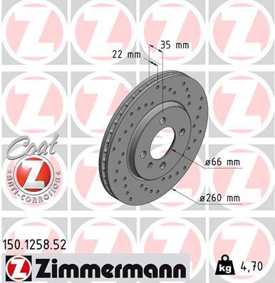 Discos de travão OTTO ZIMMERMANN GMBH ref. 150.1258.52