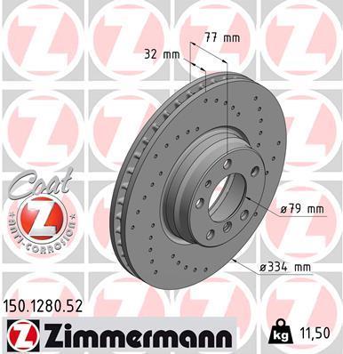 Discos de travão OTTO ZIMMERMANN GMBH ref. 150.1280.52
