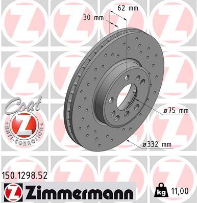 Discos de travão OTTO ZIMMERMANN GMBH ref. 150.1298.52