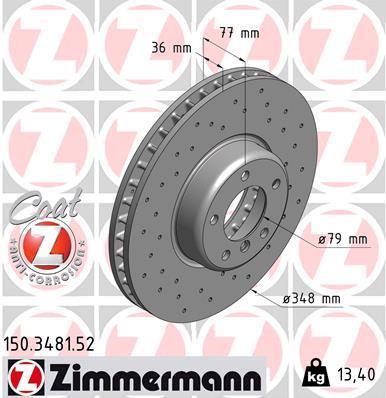 Disques de frein OTTO ZIMMERMANN GMBH ref. 150.3481.52