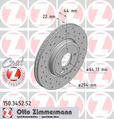 Discos de travão OTTO ZIMMERMANN GMBH ref. 150.3452.52