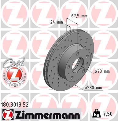 Discos de travão OTTO ZIMMERMANN GMBH ref. 180.3013.52