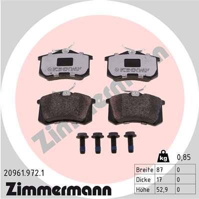 Jeu de 4 plaquettes de frein OTTO ZIMMERMANN GMBH 20961.972.1