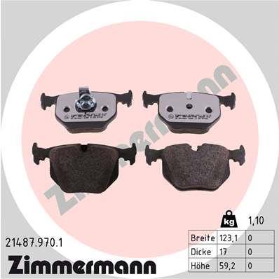 Jeu de 4 plaquettes de frein OTTO ZIMMERMANN GMBH 21487.970.1