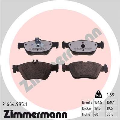 Jeu de 4 plaquettes de frein OTTO ZIMMERMANN GMBH 21664.995.1