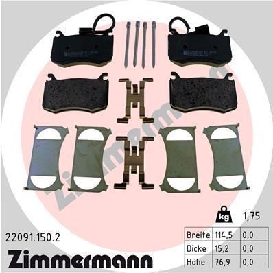 Jeu de 4 plaquettes de frein OTTO ZIMMERMANN GMBH 22091.150.2
