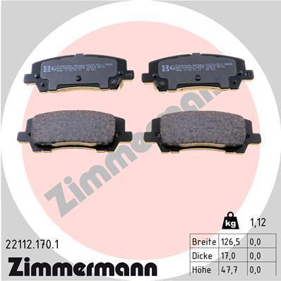 Jeu de 4 plaquettes de frein OTTO ZIMMERMANN GMBH 22112.170.1