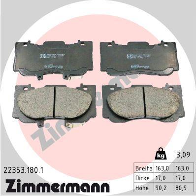 Jeu de 4 plaquettes de frein OTTO ZIMMERMANN GMBH 22353.180.1