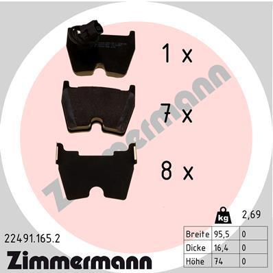 Jeu de 4 plaquettes de frein OTTO ZIMMERMANN GMBH 22491.165.2