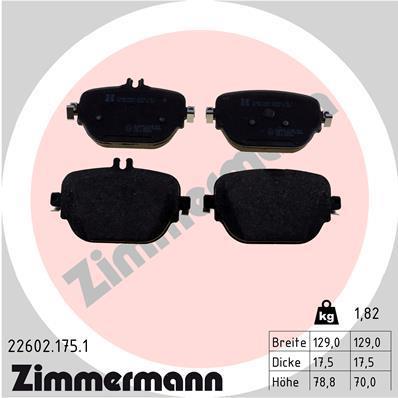Jeu de 4 plaquettes de frein OTTO ZIMMERMANN GMBH 22602.175.1