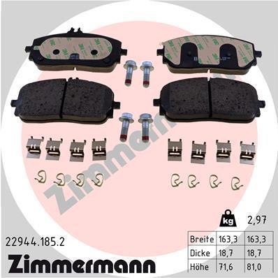 Jeu de 4 plaquettes de frein OTTO ZIMMERMANN GMBH 22944.185.2