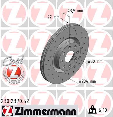 Disques de frein OTTO ZIMMERMANN GMBH ref. 230.2370.52