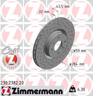Disques de frein OTTO ZIMMERMANN GMBH ref. 230.2382.20