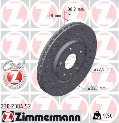 Disques de frein OTTO ZIMMERMANN GMBH ref. 230.2384.52
