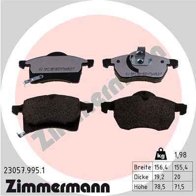 Jeu de 4 plaquettes de frein OTTO ZIMMERMANN GMBH 23057.995.1