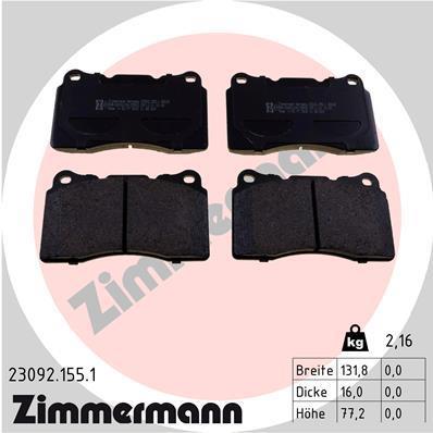 Jeu de 4 plaquettes de frein OTTO ZIMMERMANN GMBH 23092.155.1