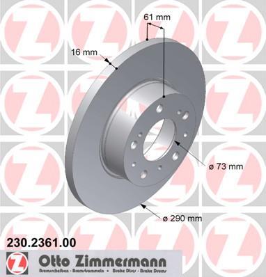 Disques de frein OTTO ZIMMERMANN GMBH ref. 230.2361.00