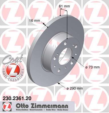 Discos de travão OTTO ZIMMERMANN GMBH ref. 230.2361.20