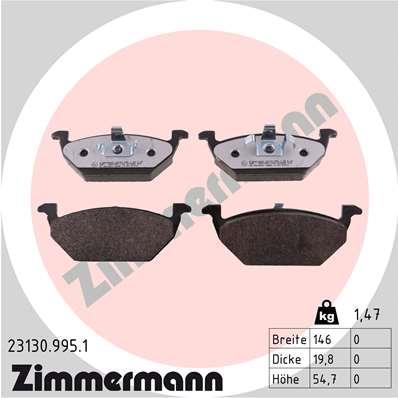 Jeu de 4 plaquettes de frein OTTO ZIMMERMANN GMBH 23130.995.1