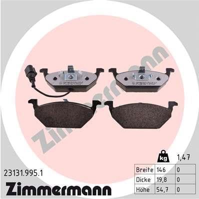 Jeu de 4 plaquettes de frein OTTO ZIMMERMANN GMBH 23131.995.1