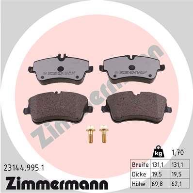 Jeu de 4 plaquettes de frein OTTO ZIMMERMANN GMBH 23144.995.1