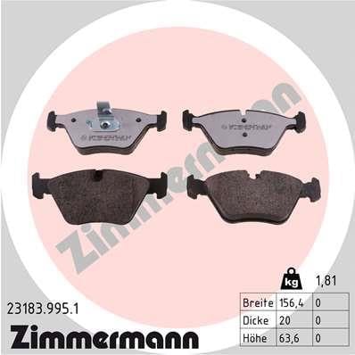 Jeu de 4 plaquettes de frein OTTO ZIMMERMANN GMBH 23183.995.1