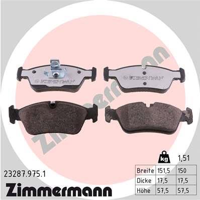 Jeu de 4 plaquettes de frein OTTO ZIMMERMANN GMBH 23287.975.1