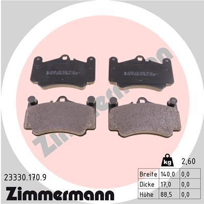 Jeu de 4 plaquettes de frein OTTO ZIMMERMANN GMBH 23330.170.9