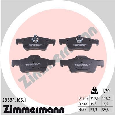 Jeu de 4 plaquettes de frein OTTO ZIMMERMANN GMBH 23334.165.1