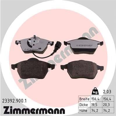 Jeu de 4 plaquettes de frein OTTO ZIMMERMANN GMBH 23392.900.1