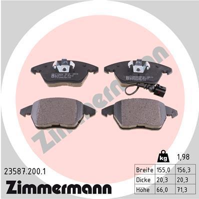Jeu de 4 plaquettes de frein OTTO ZIMMERMANN GMBH 23587.200.1