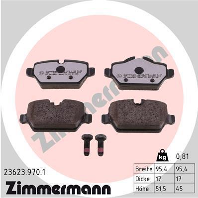 Jeu de 4 plaquettes de frein OTTO ZIMMERMANN GMBH 23623.970.1