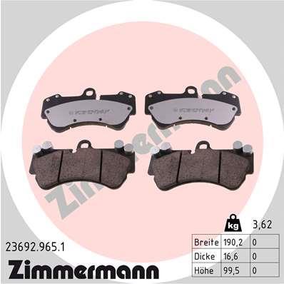 Jeu de 4 plaquettes de frein OTTO ZIMMERMANN GMBH 23692.965.1
