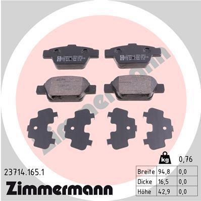 Jeu de 4 plaquettes de frein OTTO ZIMMERMANN GMBH 23714.165.1