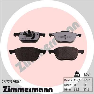 Jeu de 4 plaquettes de frein OTTO ZIMMERMANN GMBH 23723.980.1
