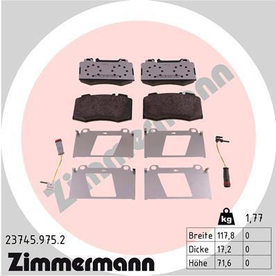 Jeu de 4 plaquettes de frein OTTO ZIMMERMANN GMBH 23745.975.2