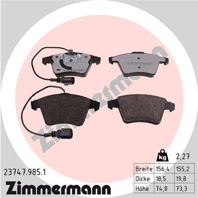Jeu de 4 plaquettes de frein OTTO ZIMMERMANN GMBH 23747.985.1