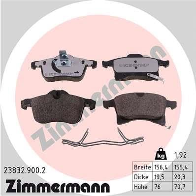 Jeu de 4 plaquettes de frein OTTO ZIMMERMANN GMBH 23832.900.2