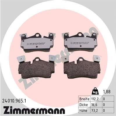 Jeu de 4 plaquettes de frein OTTO ZIMMERMANN GMBH 24010.965.1